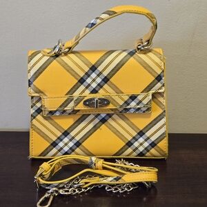 Madden NYC Yellow Plaid Top Handle Bag